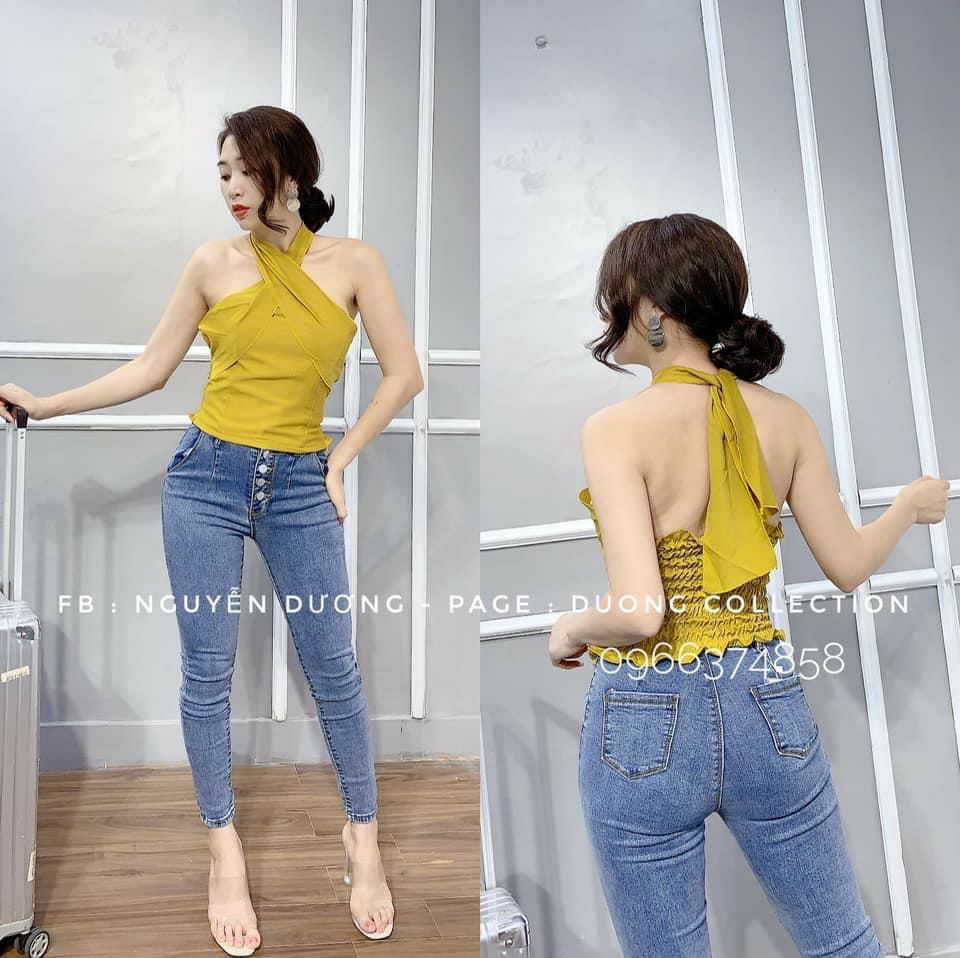 (v1)mẫu mới ( áo kiểu chéo dây cổ ra sau cột nơ)