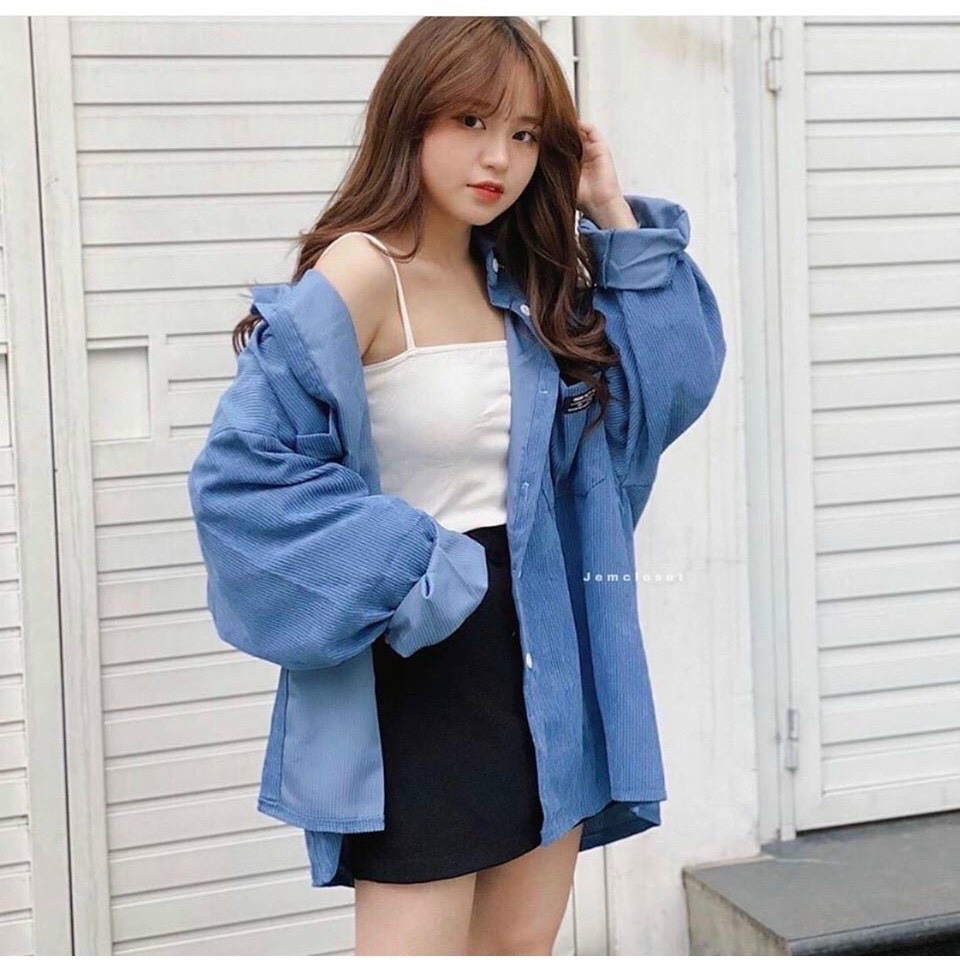 [HCM]áo khoác kaki nhung sơ mi