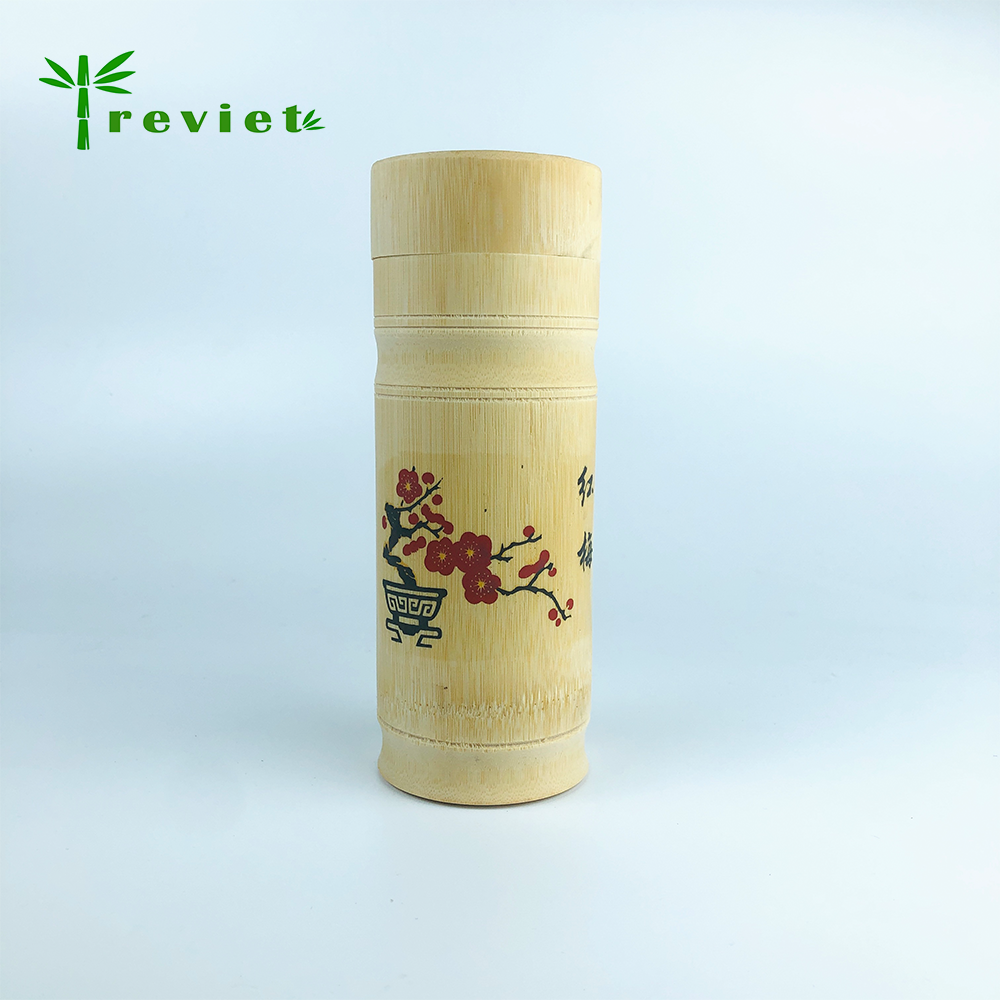 Hộp đựng chè bằng tre tự nhiên,thân thiện với môi trường, khắc logo theo yêu cầu,hộp đựng trà hình trụ bằng tre.