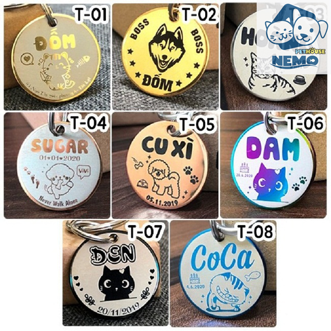 COMBO Vòng cổ chó mèo + Thẻ tên thú cưng (Khắc theo yêu cầu)