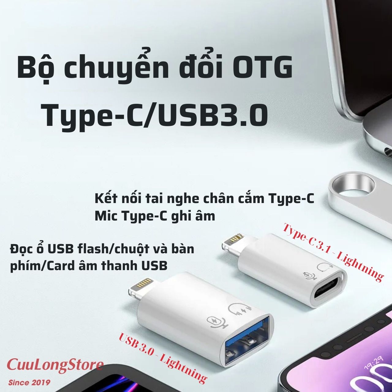Type C to lightning jack OTG headphone converter USB to Lightning iPhone