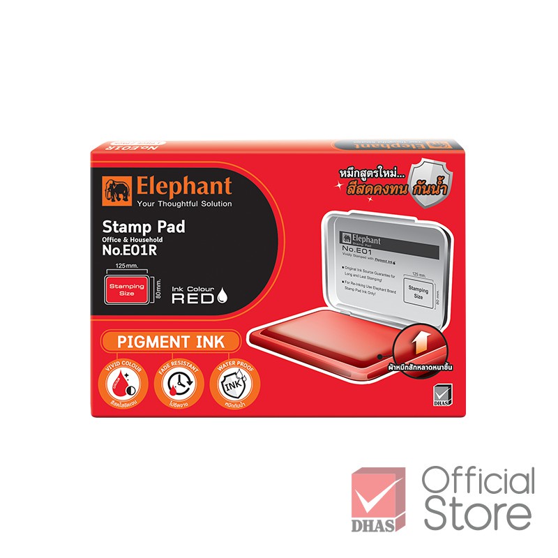 Khay tampon mực dấu lăn tay, hộp dấu Xanh/Đỏ/Đen Elephant