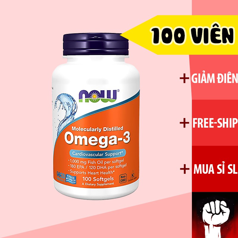 Now omega 3 - dầu cá bổ mắt sáng mắt 100 viên - nhập mỹ - muscle fitness