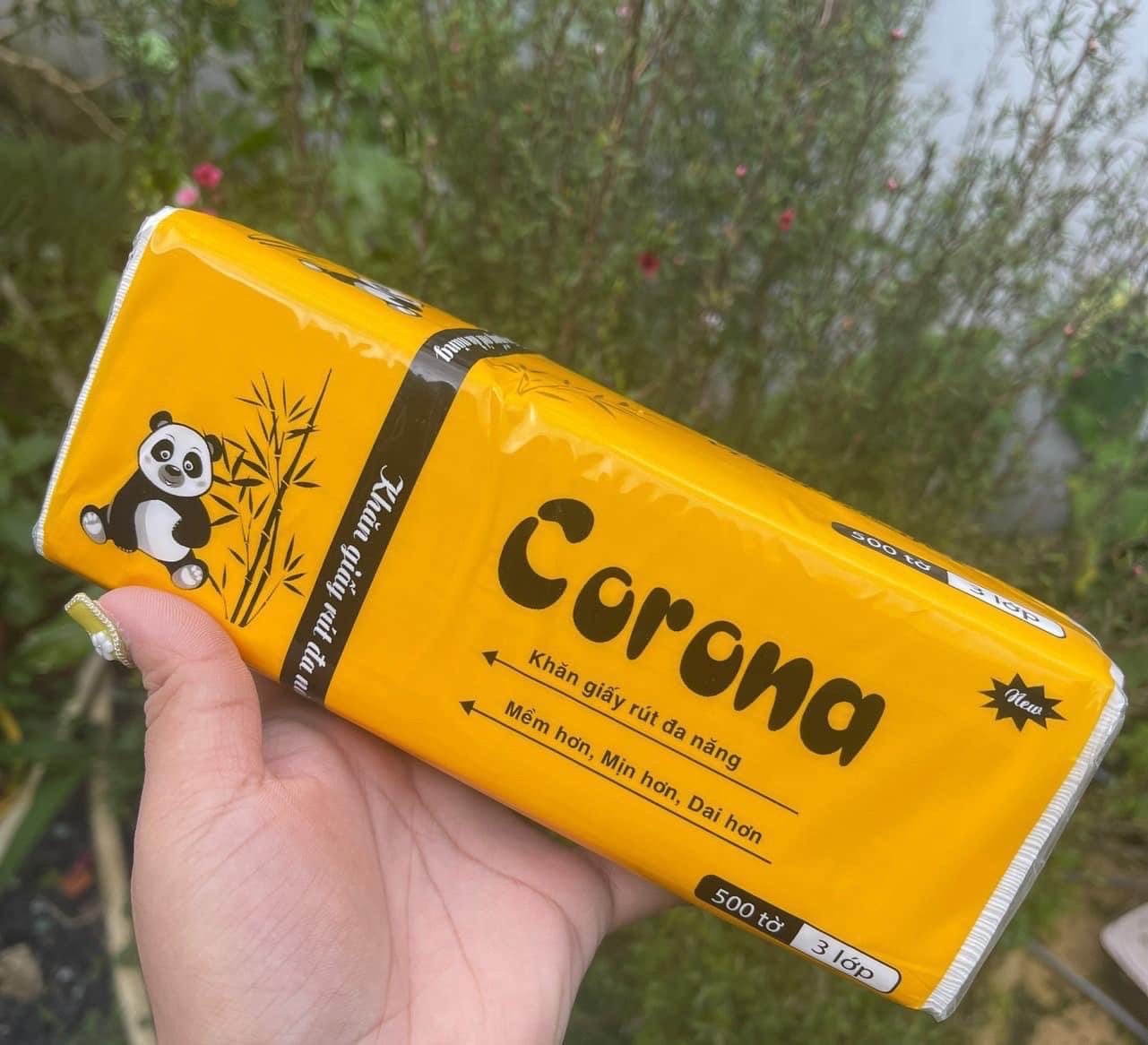 Khăn Giấy Rút Corona lụa 3 lớp 500 Tờ