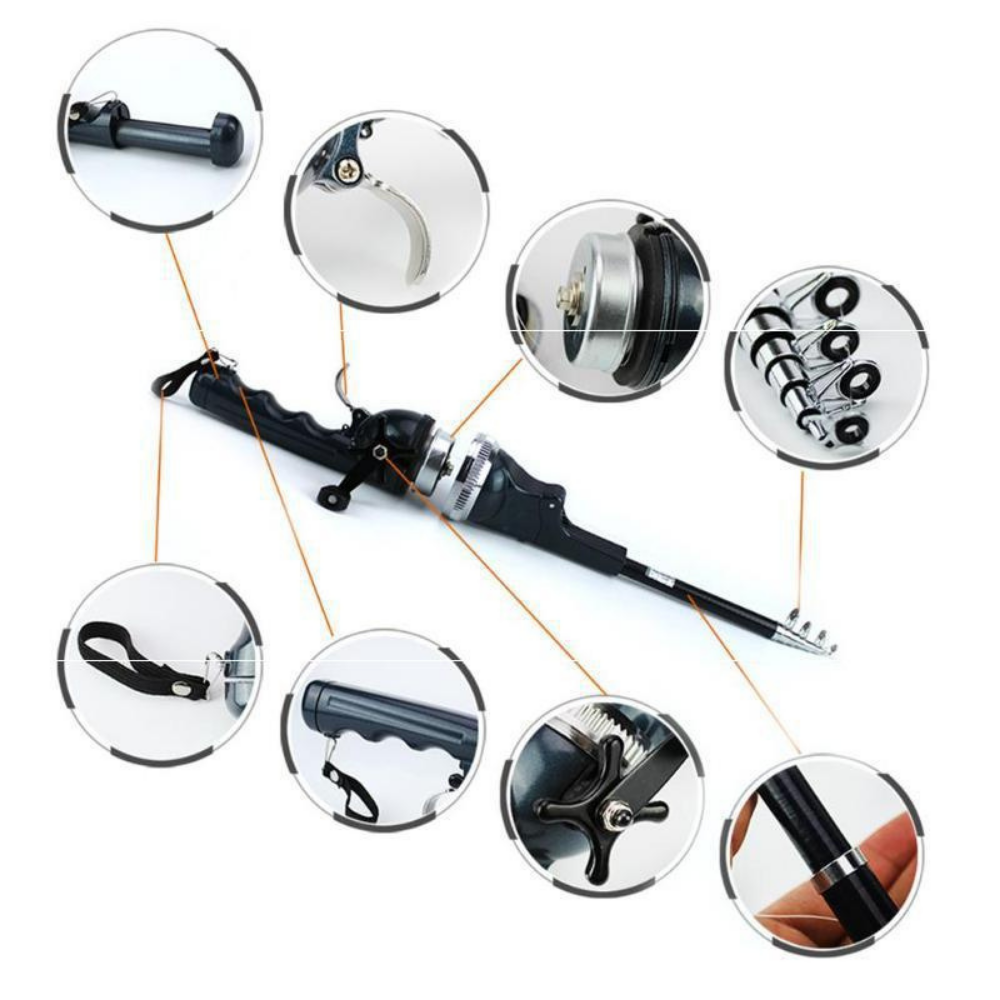 Cần Câu Cá Mini Siêu Ngắn Gấp Gọn Tiện Dụng
