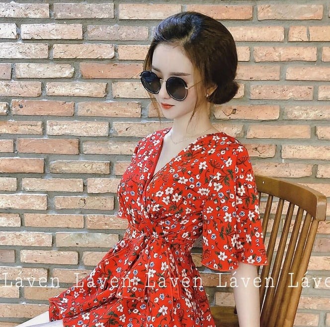 Đầm nữ lụa hoa, cột eo xinh xắn, trẻ trung sành điệu thời trang Bambo