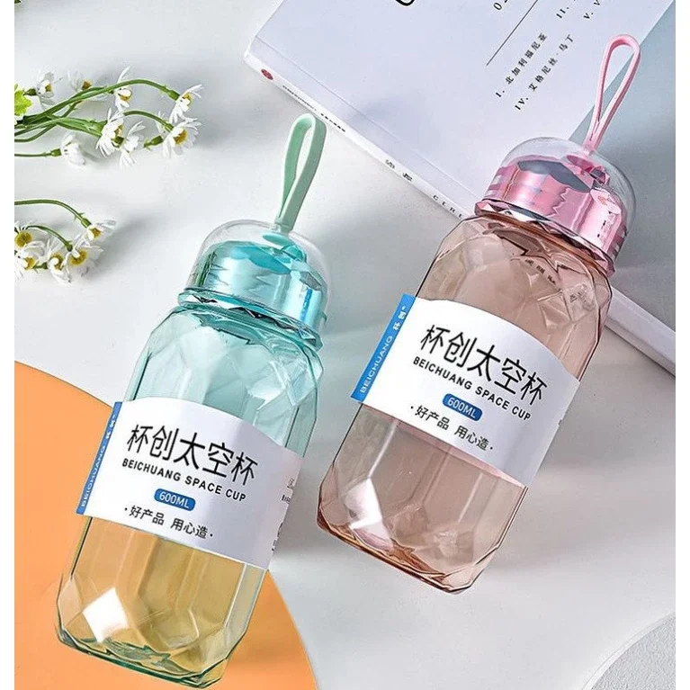 Bình nước nhựa kim cương kiểu dáng hàn quốc - bình nước học sinh bình nước kim cương 600ml - bình nước nhựa kim cương có quai xách