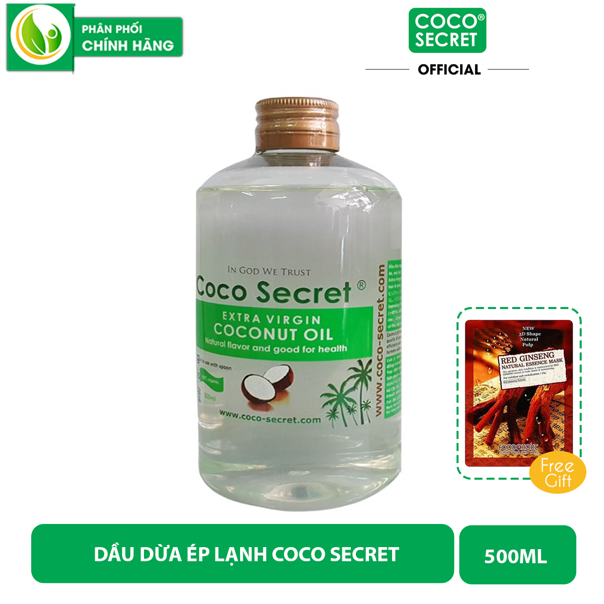 Dầu Dừa Nguyên Chất Ép Lạnh Coco Secret 500ml