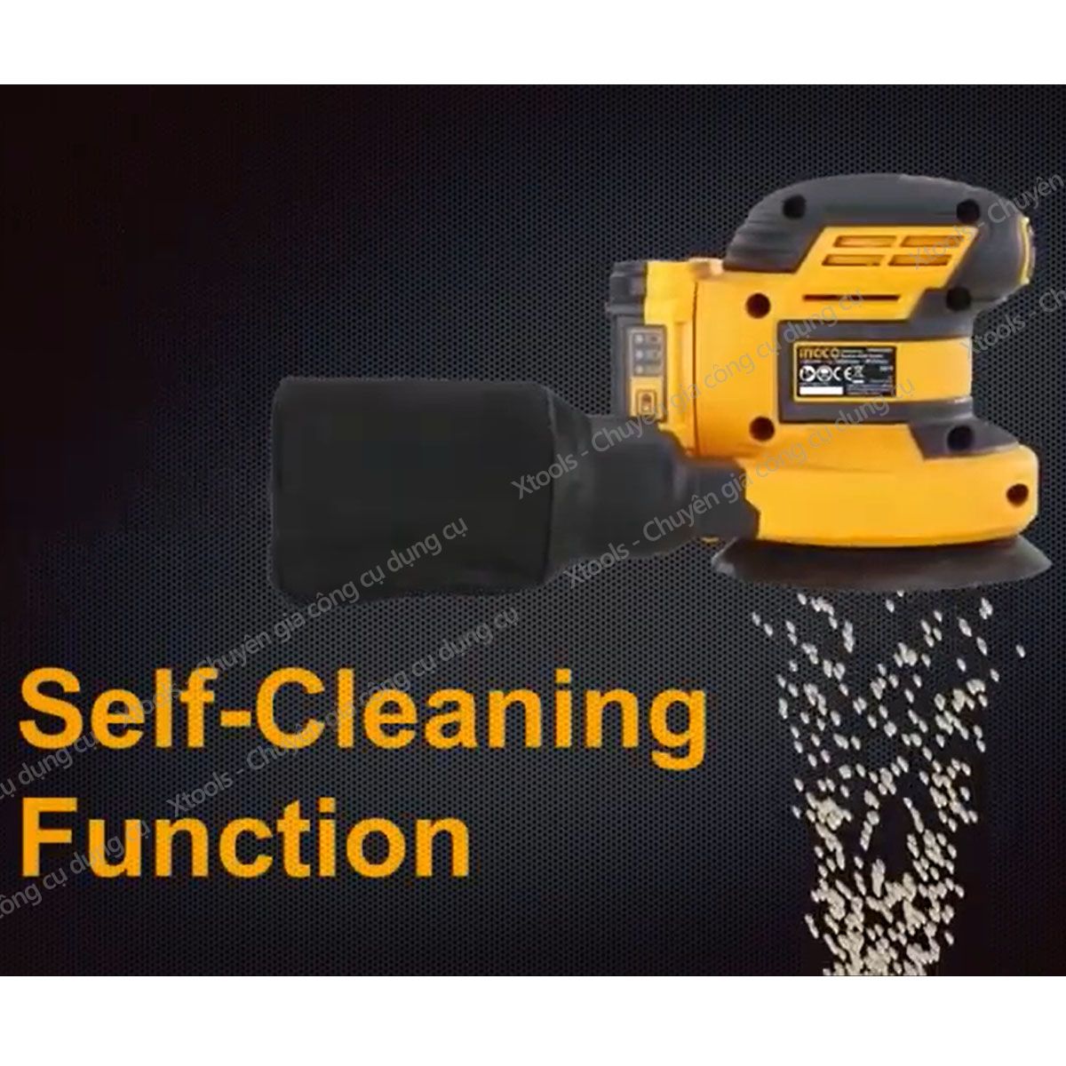 Máy chà nhám tròn dùng pin Lithium 20V INGCO CROSLI2001 máy chà cầm tay đĩa chà 125mm, kèm theo 5 miếng chà nhám, (không kèm theo pin và  sạc)