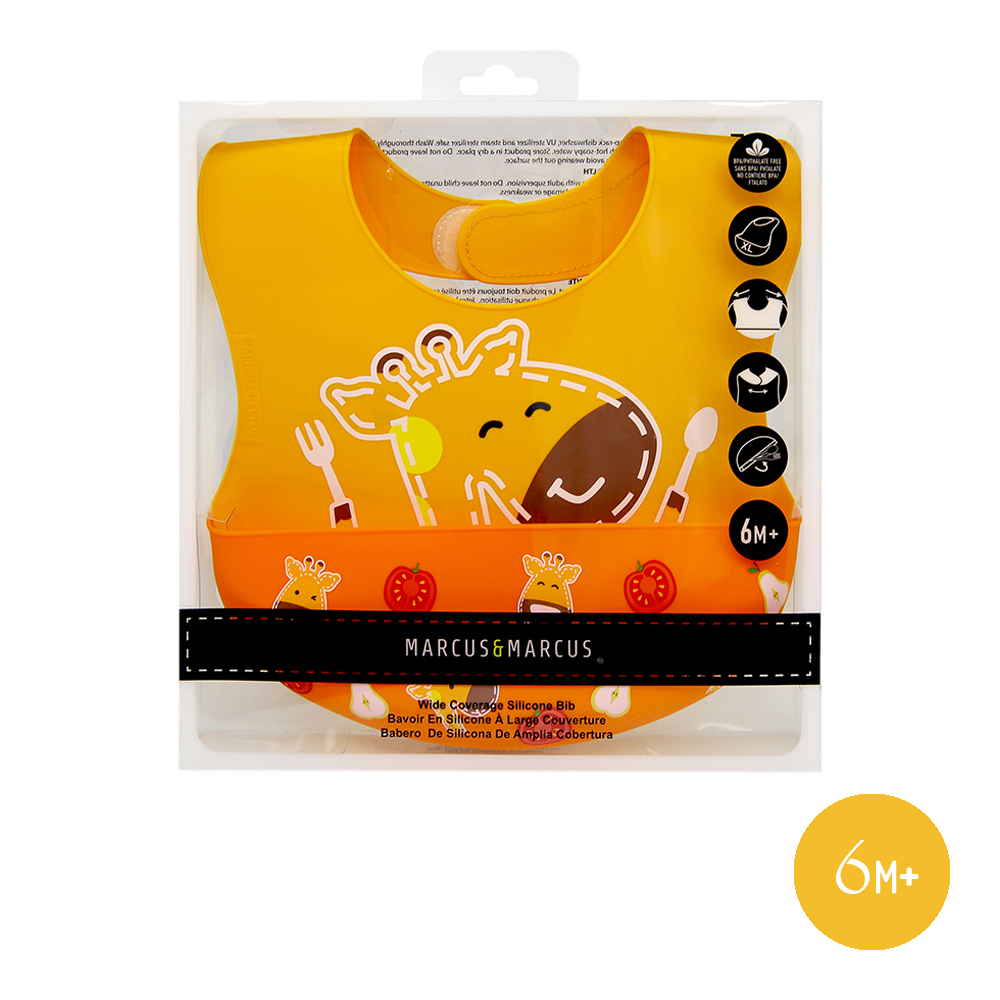 Marcus & Marcus Silicone Bibs with Sticky Collar, for Babies from 6 Months