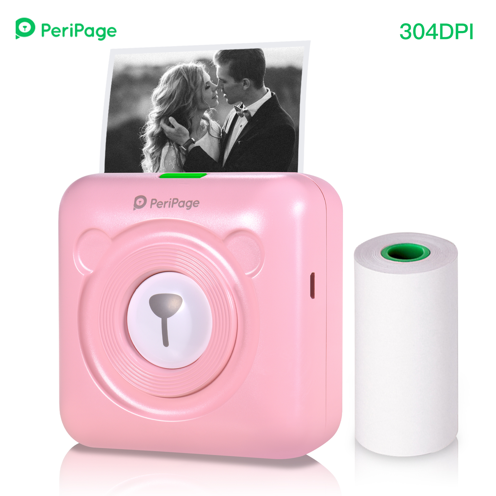 PeriPage A6 Mini Pocket Printer HD 304DPI Wireless BT Thermal Printer Picture Photo Label Memo Notes Journal Receipt Paper Instant Printer Sticker AR Photo Function Inkless Printing Compatible with Android iOS Smartphone Windows Fannlady