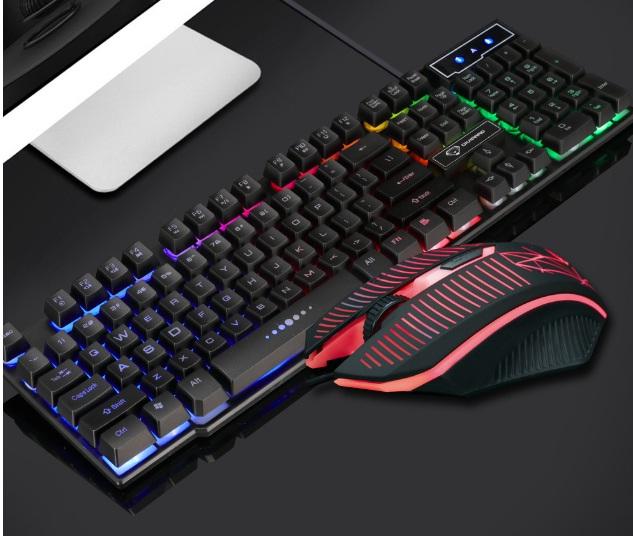 (HCM) Emperor Leopard GMK50 Rainbow Backlit Bàn phím thao tác có dây USB phát sáng Bàn phím giả cơ và chuột led game thủ DIVIPARD GMK50 - ĐEN