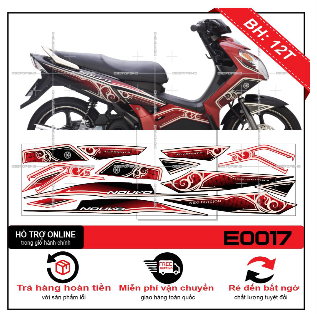 Tem rời xe NOUVO 2,3 ZIN ĐỎ ĐEN