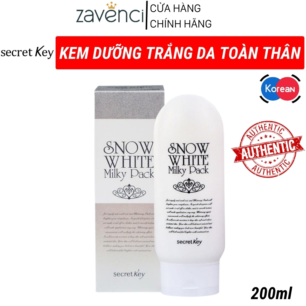 HCMKem tắm trắng da mặt và toàn thân Secret Key Snow White Milky Pack