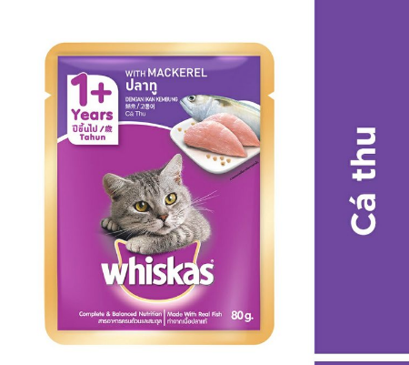 Pate whiskas gói 80g x 24 gói (mix từ 4 vị)