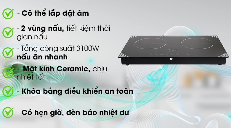 Bếp từ đôi Kangaroo KG498N