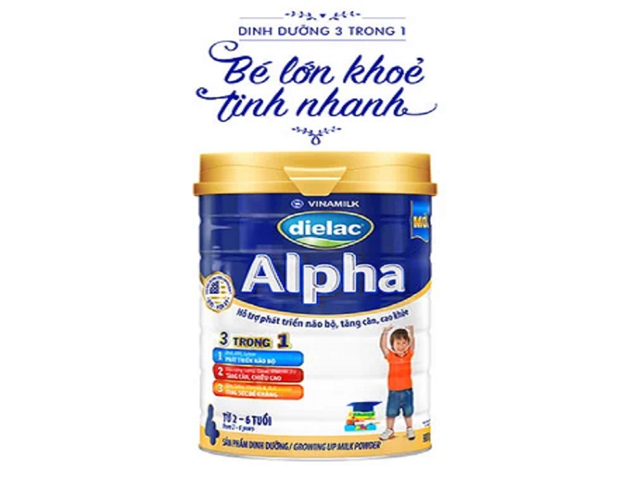 Sữa Bột Vinamilk Dielac Alpha 4 - Lon 900g - Dành cho bé 2 tuổi trở lên - HSD luôn mới