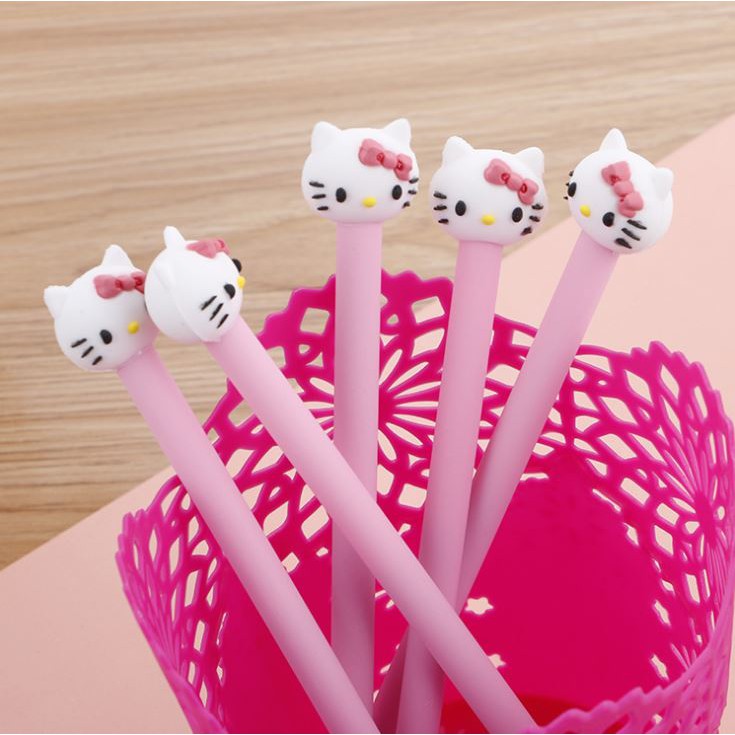 Bút gel nước mực đen mèo kitty nhiều màu h31