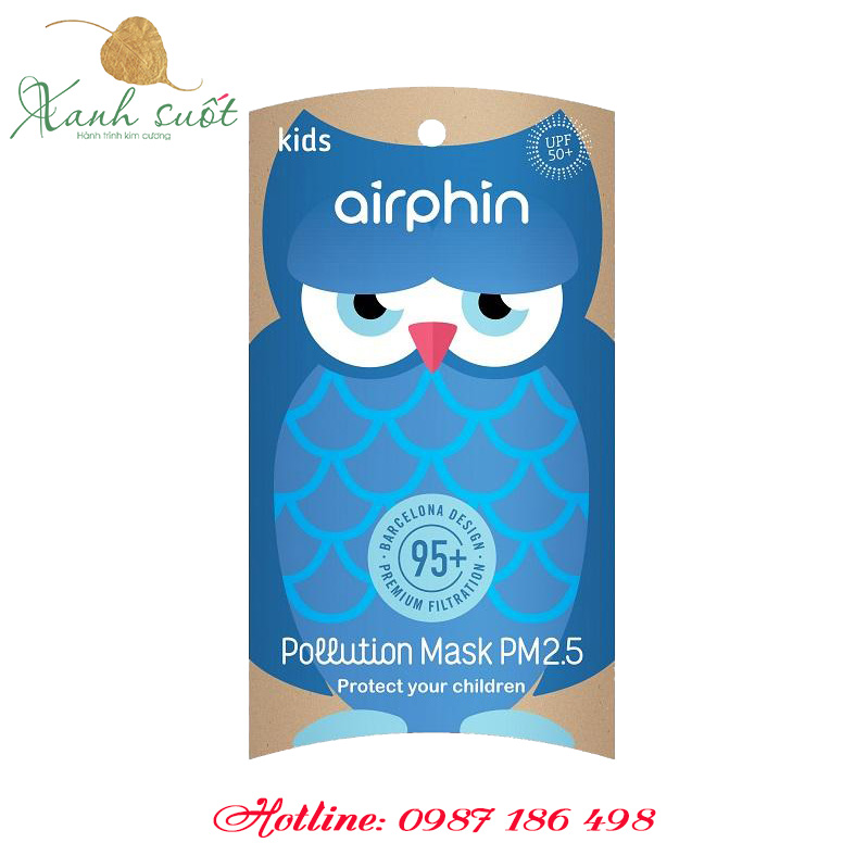 [Airphin] Khẩu Trang Trẻ Em- Chống Bụi Mịn PM 2.5- Kids Pollution Mask [Xanh Suốt]