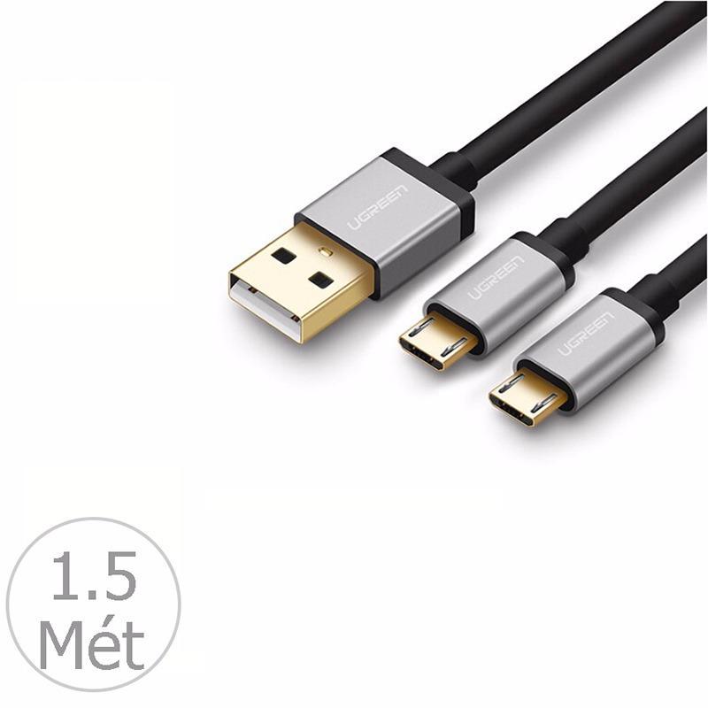Cáp sạc chia 2 đầu micro USB dài 1.5m Ugreen 40349 (Đen)