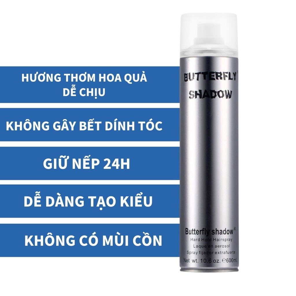 Gôm xịt tóc Butterfly Shadow 600ml - CHÍNH HÃNG