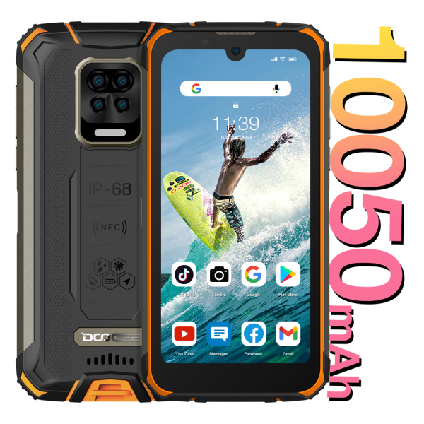 DOOGEE S59 Pro Điện thoại thông minh chắc chắn nguyên bản 5,71 inch 4 + 128GB, Chống nước sâu IP68, Pin siêu khủng 10050mAh, Nhận dạng vân tay, NFC 4G LTE 16MP AI Quad Camera Điện thoại di động