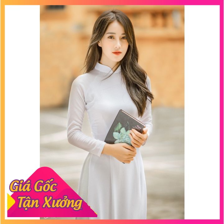Áo Dài Trắng Học Sinh 2 Tà Lụa Nhật ( Kèm Quần)