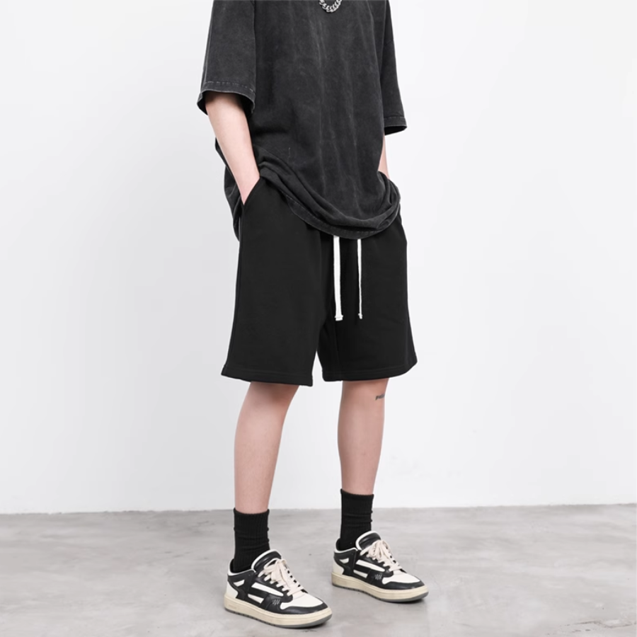 Quần Short Thun Đùi Trơn Basic unisex BLACK OF EXIT Basic nam nữ thể thao oversize Hàn Quốc Ulzzang