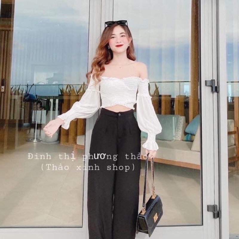 Áo croptop đắp chéo tay dài A5033