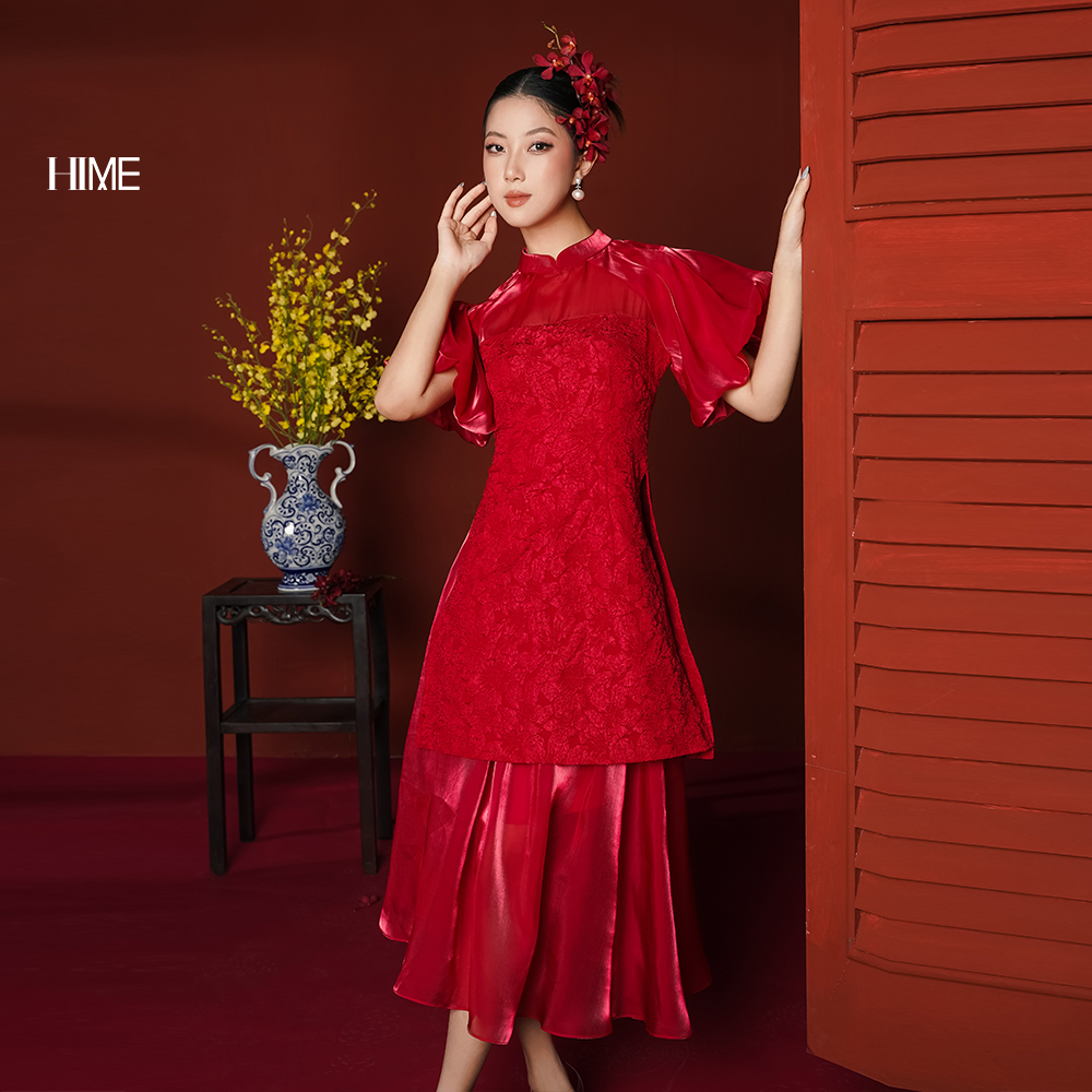 Áo dài cách tân tay bồng HIME H197