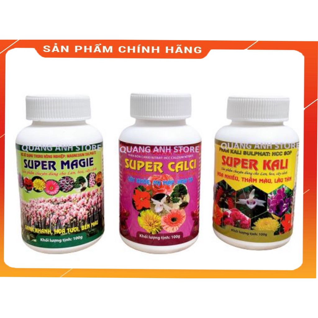 3 phân bón super canxi - super kali - super magie - phân bón hoa lan cây cảnh