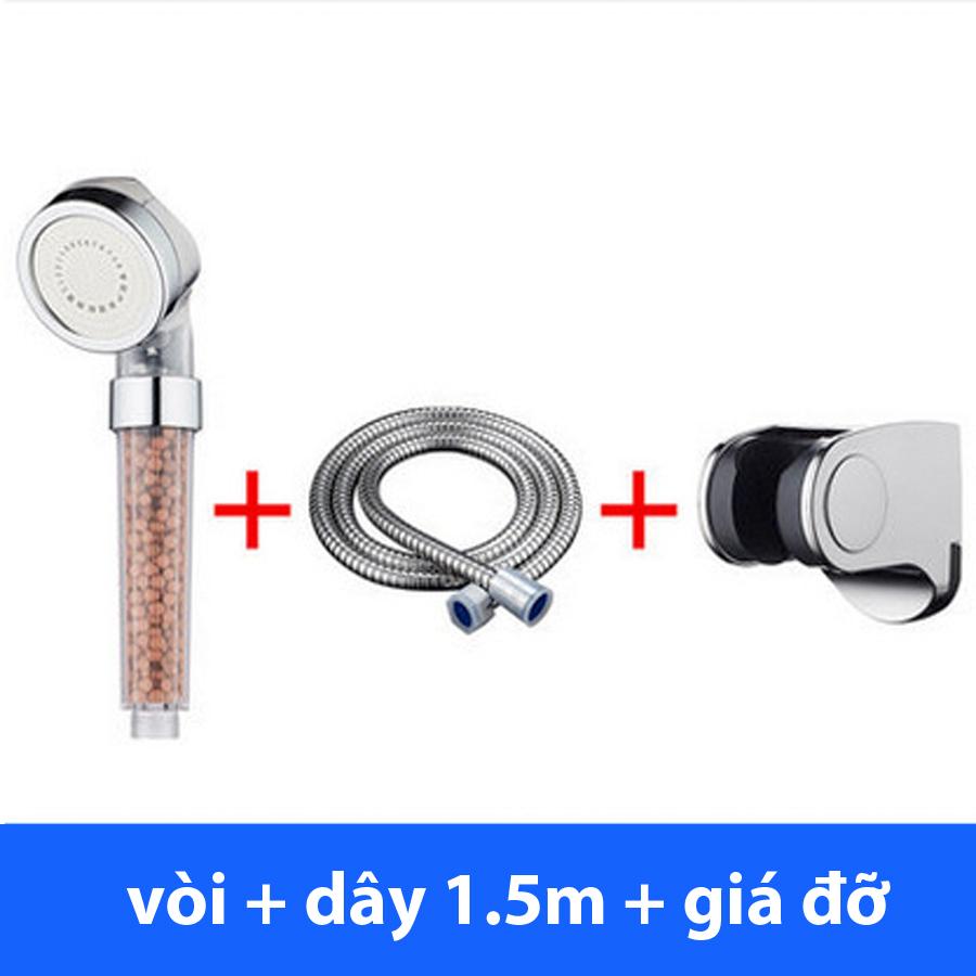 Bộ Vòi Tắm Hoa Sen Tăng áp Lọc NANO Kèm Dây Sen inox và cài sen 5 chế độ