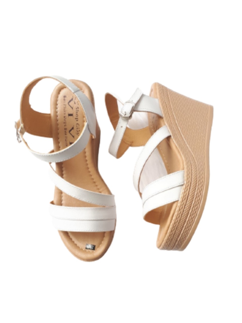 Sandal đế xuồng da bò thật cao cấp VI VI ;Đế cao 9cm