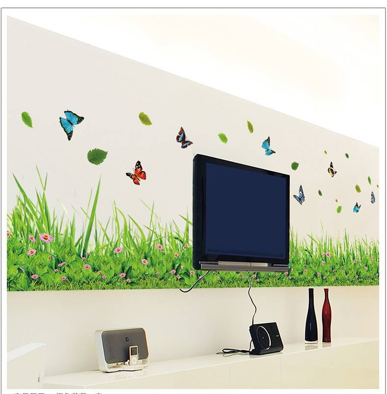 [HCM]DECAL DÁN CHÂN TƯỜNG CỎ XANH VÀ BƯỚM