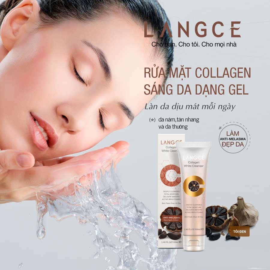 GEL RỬA MẶT COLLAGEN+ ĐẸP DA 100ml - TỎI ĐEN - TRẺ HÓA DA LANGCE