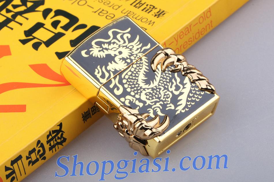 Bật Lửa KHÒ TIA Rồng Đen Vàng