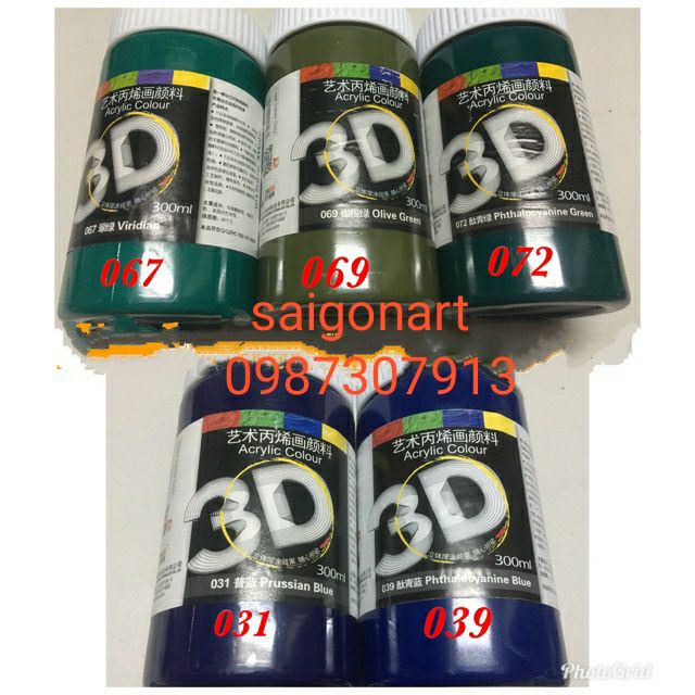 [HCM]Màu Acrylic 3D vẽ mọi chất liệu 300ml ( bản màu 2)