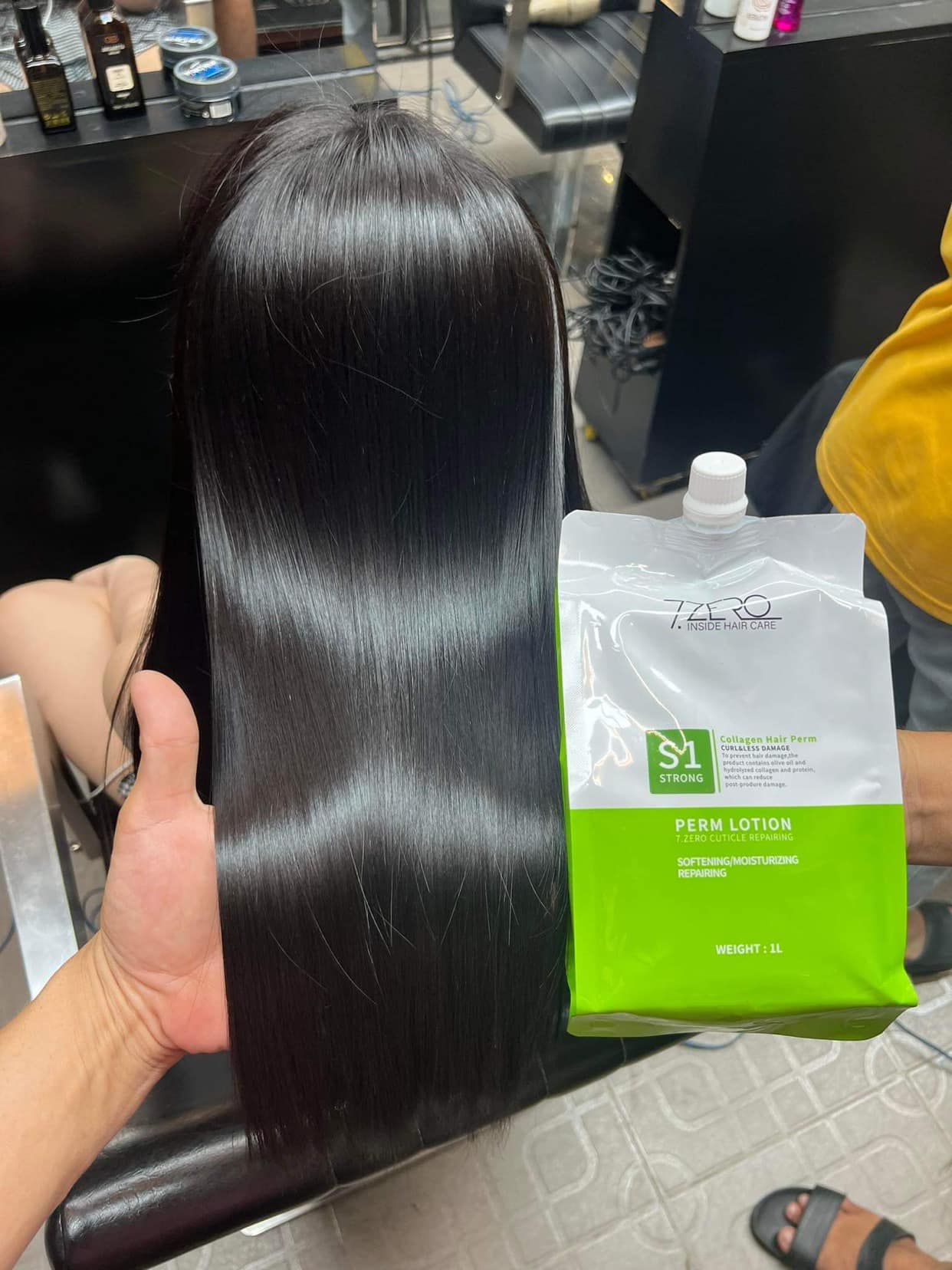CẶP KEM DUỖI ÉP SIÊU THẲNG BÓNG TÓC 7. ZERO COLLAGEN DẠNG TÚI 1000ML