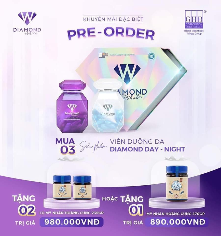 [ KHUYẾN MẠI - MẪU MỚI] Viên uống trắng da Daimond white mẫu mới 2022