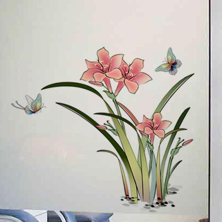 [HCM]Decal Trang Trí Kính Cao Cấp - Hoa Ly Đỏ ( 60x58 )-DK7054