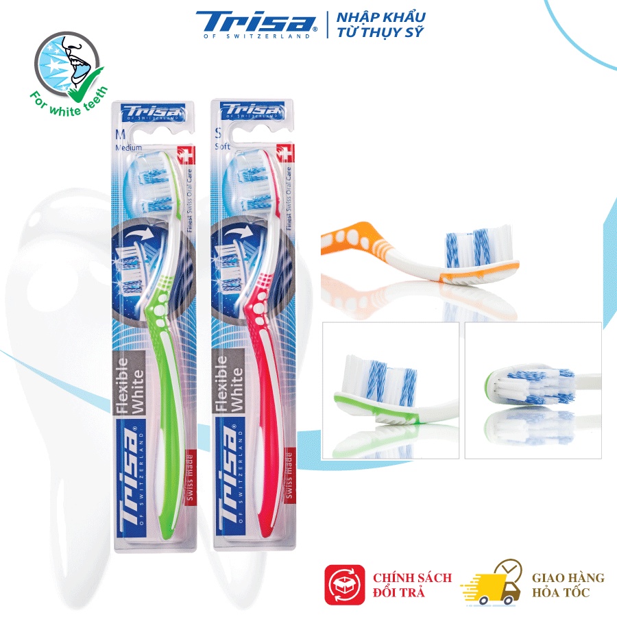 Vỉ 2 Bàn Chải Đánh Răng Trisa Flexible White Duo