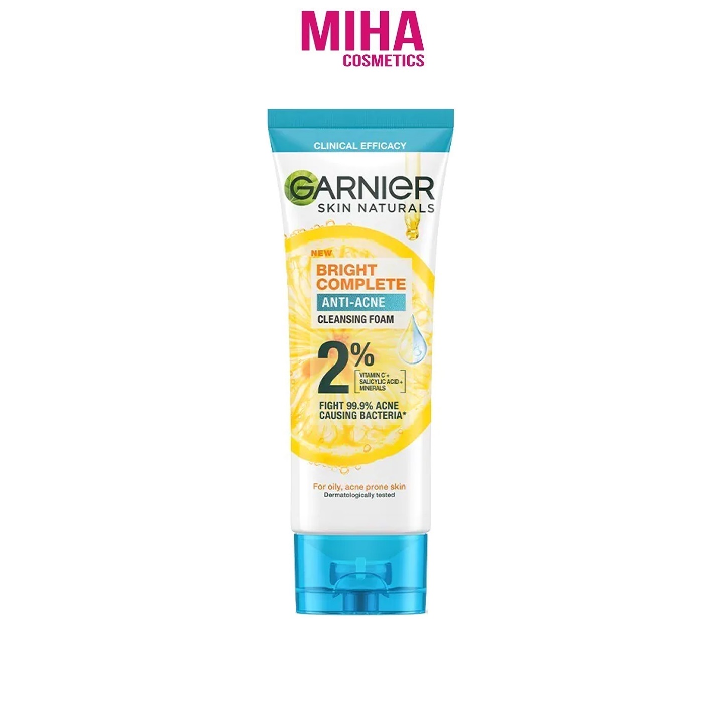 Sữa rửa mặt 3 trong 1 giảm mụn và sáng da garnier bright complete foam anti acne 100ml