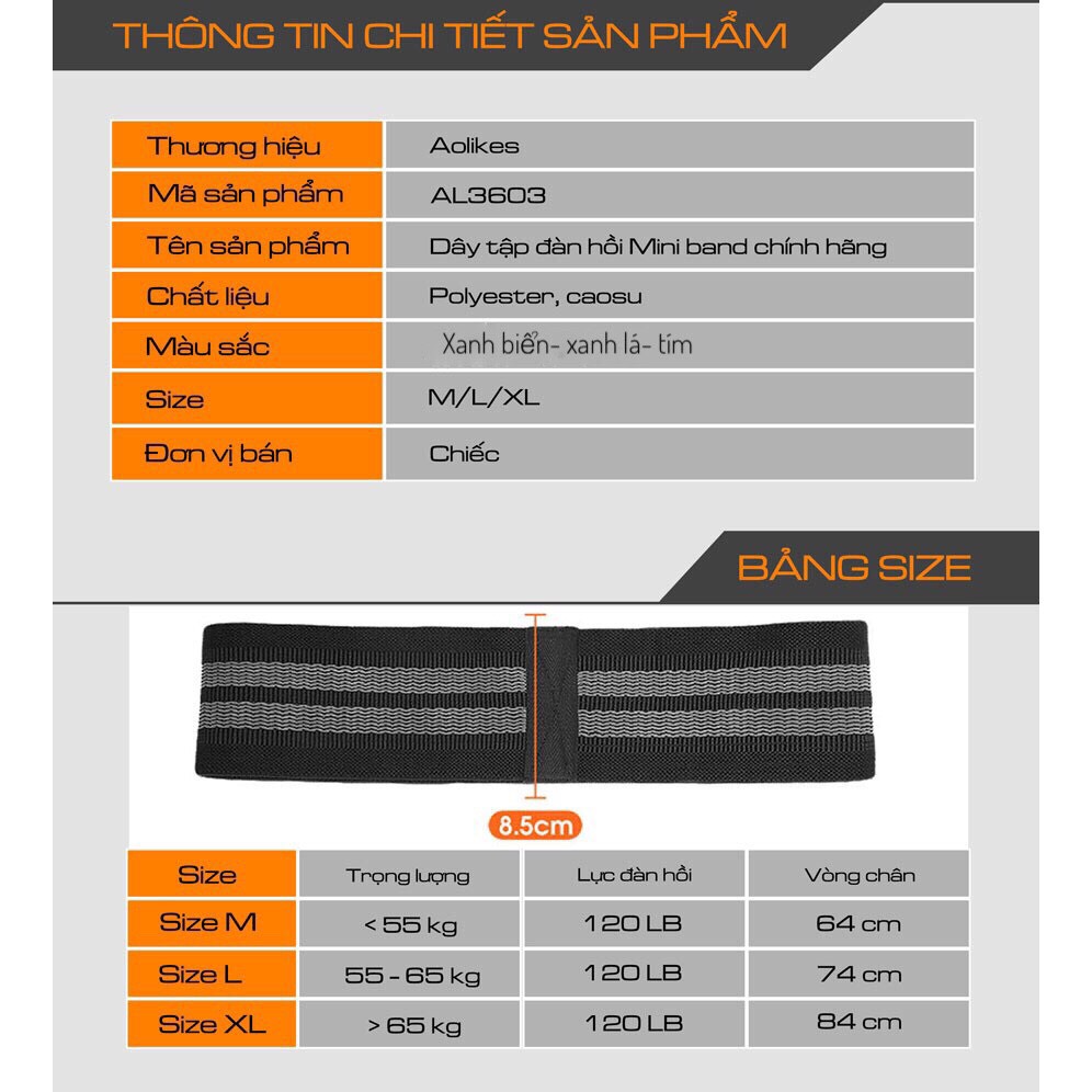 Dây Mini Band Đàn Hồi Kháng Lực Tập Mông AOLIKES 3603