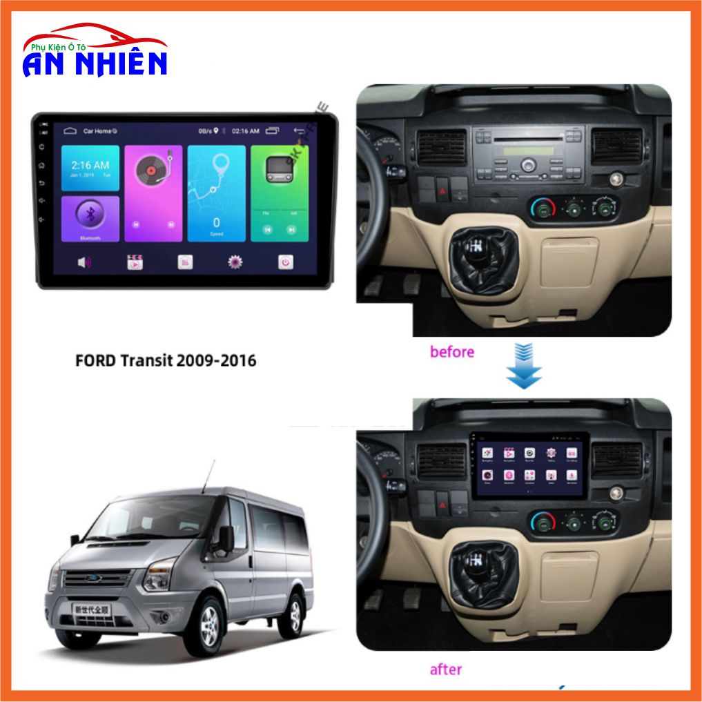 [Kho Hải Phòng] Màn Hình Android 9" 10" Lắp Sim 4G (Ram2G Rom32G) Xe FORD TRANSIT - Đầu DVD Android Tiếng Việt Lắp Sim 4G Thu Phát WiFi Điều Khiển Giọng Nói Xem Chỉ Đường NaviTel Camera Lùi Màn Hình IPS Full HD Âm Thanh DS