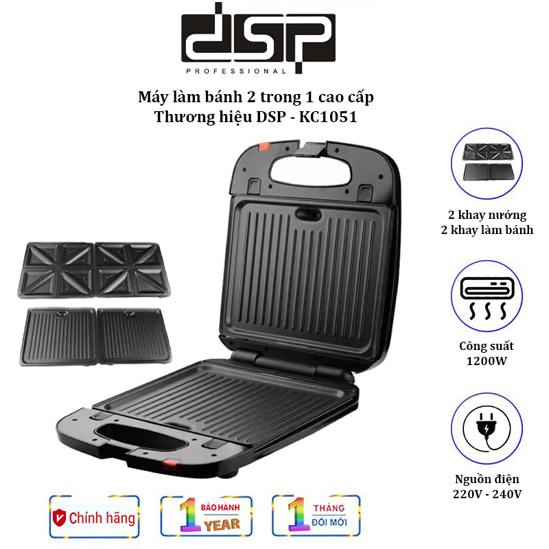 [Warranty 12tháng] baking machine 2 in 1 brand DSP KC1051 include baking tray and tray making sandwich