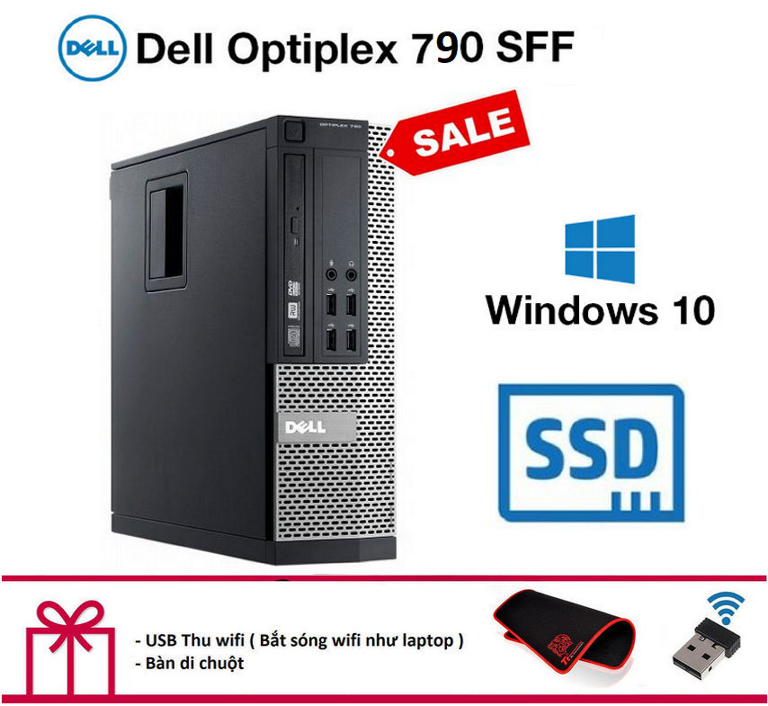 Máy tính đồng bộ Dell Optiplex 790 SFF ( G620 Ram DR3 4gb SSD 120gb ) Tặng ngay USB Wifi + Chuột không dây
