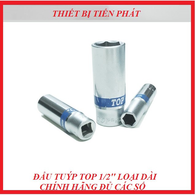 [HCM]Đầu Khẩu, Đầu Tuýp Cao Cấp TOP 6 Cạnh 1/2'' Loại Bulong Dài 75mm Full Size Đủ Các Số Từ 8mm-32mm Chính Hãng