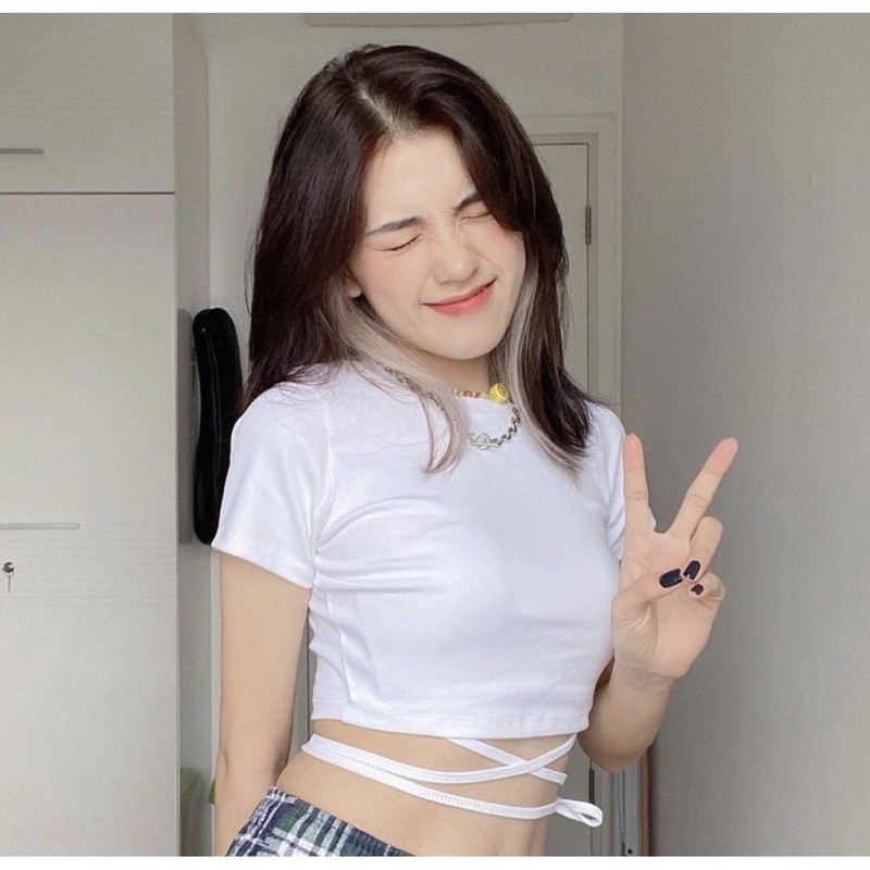 Áo croptop đan dây eo loại cao cấp