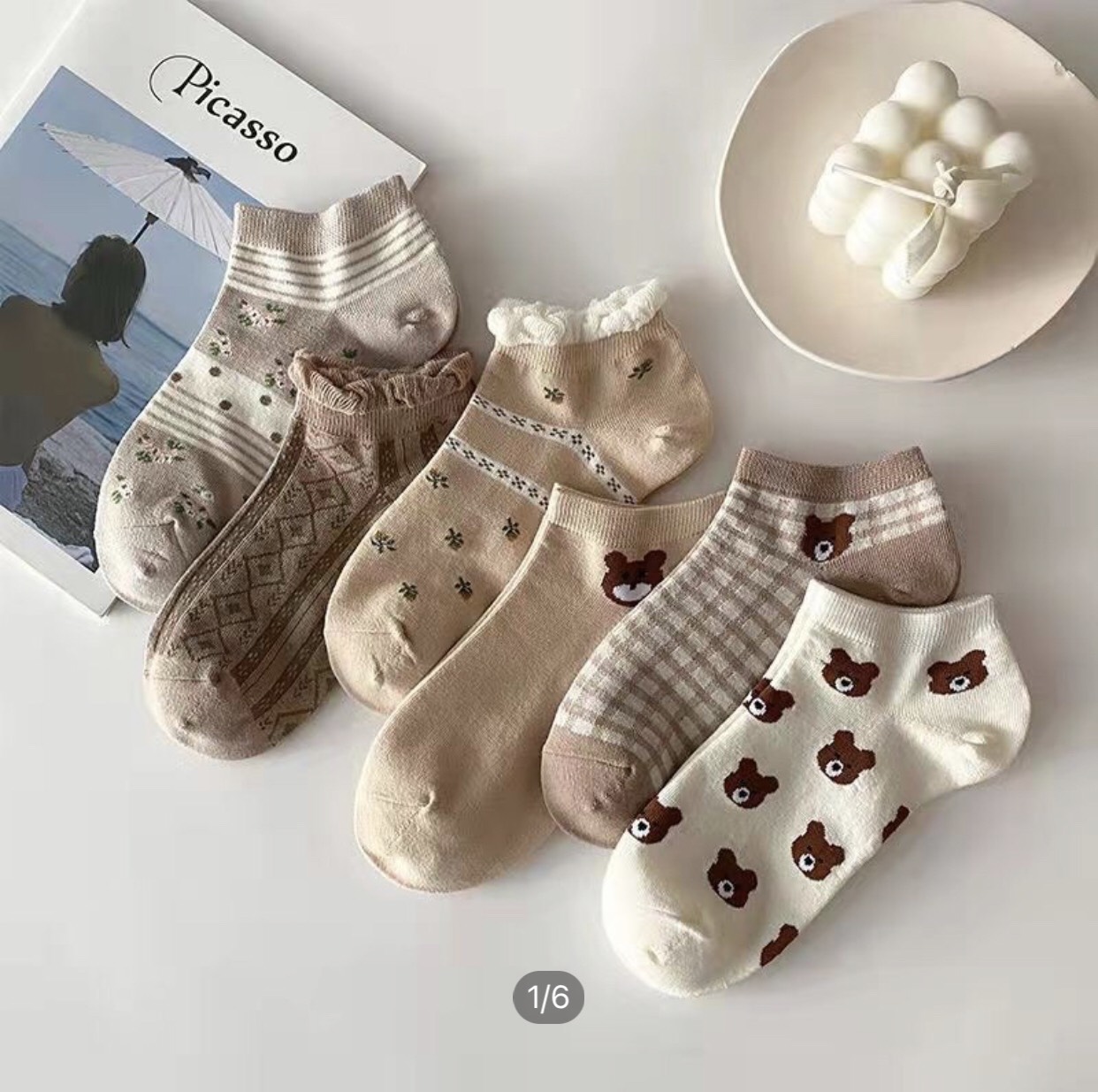 Tất nữ cao cổ VINTAGE set màu nâu đẹp phong cách Hàn Quốc