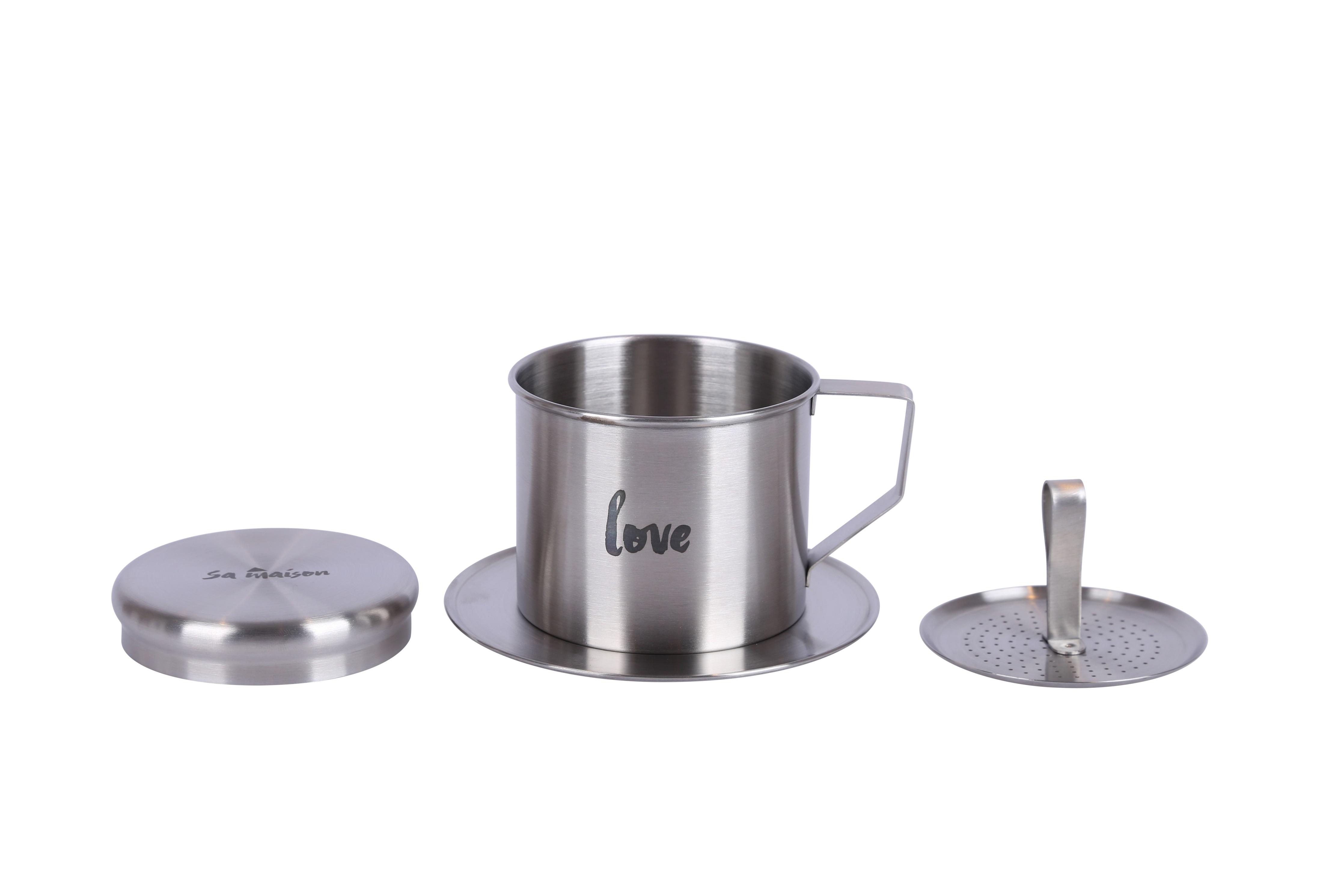 Phin café Sa Maison Love, chất liệu inox không gỉ